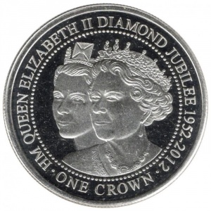 Реверс монеты Гибралтар, 1 крона, 2012, Бриллиантовый юбилей Королевы Елизаветы II