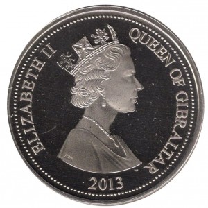 Аверс монеты Гибралтар, 1 крона, 2013, 300 лет Утрехтскому договору