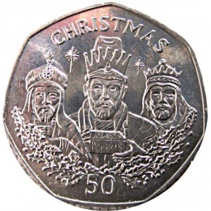 Реверс монеты Гибралтар, 50 пенсов, 1988, Рождество
