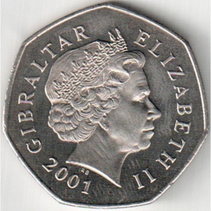 Аверс монеты Гибралтар, 50 пенсов, 2001, Рождество