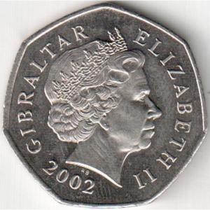 Аверс монеты Гибралтар, 50 пенсов, 2002, Рождество
