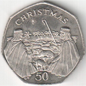 Реверс монеты Гибралтар, 50 пенсов, 2002, Рождество