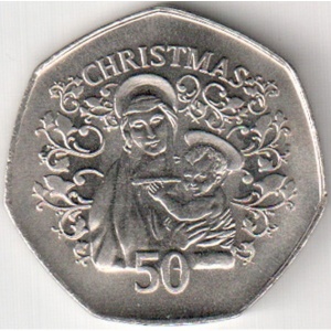 Реверс монеты Гибралтар, 50 пенсов, 2005, Рождество