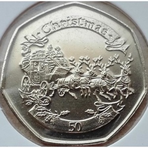 Реверс монеты Гибралтар, 50 пенсов, 2008, Рождество