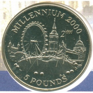 Реверс монеты Гибралтар, 5 фунтов, 1998, Миллениум