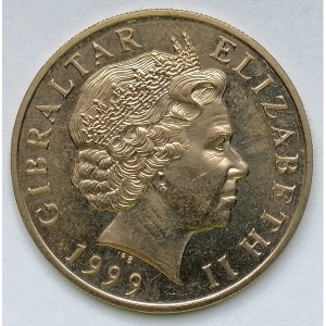 Аверс монеты Гибралтар, 5 фунтов, 1999, Миллениум