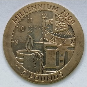 Реверс монеты Гибралтар, 5 фунтов, 1999, Миллениум