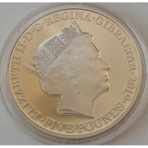 Аверс монеты Гибралтар, 5 фунтов, 2019, 20 лет Гибралтарскому офису омбудсмена