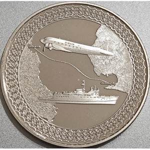 Реверс монеты Гибралтар, 5 фунтов, 2022, Паром Монс Кальпе и Гибралтарские авиалинии