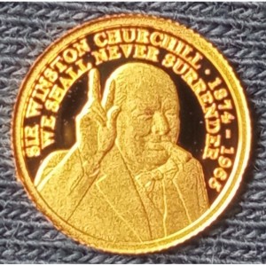 Реверс монеты Гибралтар, ¹⁄₂₅ кроны, 2024, 150 лет со дня рождения Уинстона Черчилля