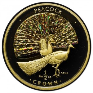 Реверс монеты Гибралтар, ½ кроны, 1998, Павлин