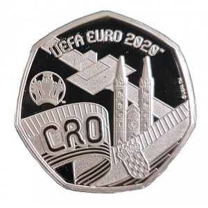 Реверс монеты Гибралтар, 20 пенсов, 2020, УЕФА Чемпионат Европы по футболу 2020 - Хорватия /CRO/