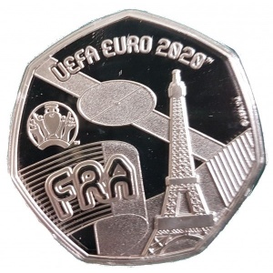 Реверс монеты Гибралтар, 20 пенсов, 2020, УЕФА Чемпионат Европы по футболу 2020 - Франция /FRA/