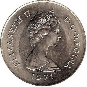Аверс монеты Гибралтар, 25 новых пенсов, 1971, Магот
