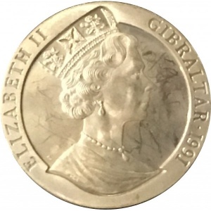 Аверс монеты Гибралтар, 1 крона, 1991, Ротари-клуб, Гибралтар