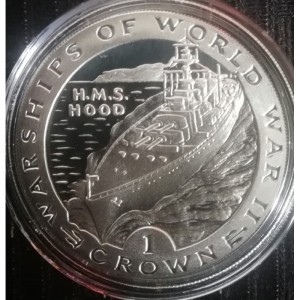 Реверс монеты Гибралтар, 1 крона, 1993, Боевые корабли Второй мировой войны - H.M.S. Hood