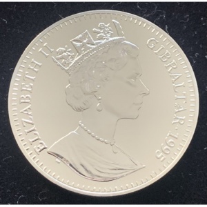 Аверс монеты Гибралтар, 1 крона, 1995, XXVI Летние Олимпийские игры, Атланта 1996 - Метание диска