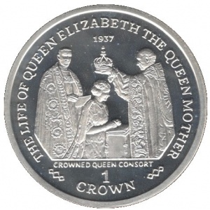Реверс монеты Гибралтар, 1 крона, 2000, Жизнь Королевы-Матери - Коронация
