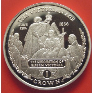 Реверс монеты Гибралтар, 1 крона, 2001, Викторианская эпоха - Коронация Королевы Виктории