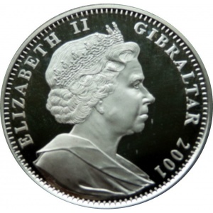 Аверс монеты Гибралтар, 1 крона, 2001, Викторианская эпоха - Стэнли встречается с доктором Ливингстоном