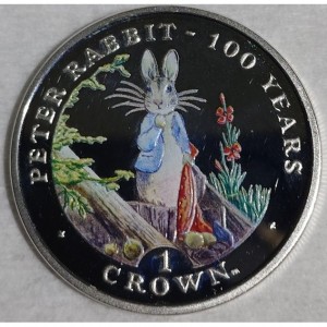 Реверс монеты Гибралтар, 1 крона, 2002, 100 лет Кролику Питеру