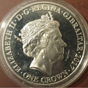 Аверс монеты Гибралтар, 1 крона, 2017, 100 лет битве при Ипре