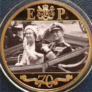Реверс монеты Гибралтар, 1 крона, 2017-2021, 70-я годовщина свадьбы королевы Елизаветы II и принца Филиппа /1990-е го…