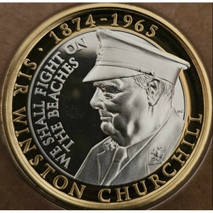 Реверс монеты Гибралтар, 2 фунта, 2015, 50-я годовщина со дня смерти Уинстона Черчилля /Мы будем сражаться на пляжах/…