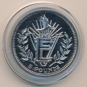 Реверс монеты Гибралтар, 5 фунтов, 1995, 50 лет со дня победы в Европе