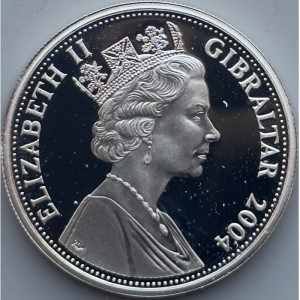 Аверс монеты Гибралтар, 5 фунтов, 2004, Вторая мировая война - высадкa в Нормандии (D-Day)