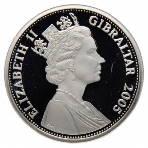 Аверс монеты Гибралтар, 5 фунтов, 2005, HMS Victory