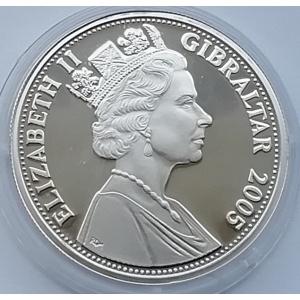 Аверс монеты Гибралтар, 5 фунтов, 2005, Горацио Нельсон