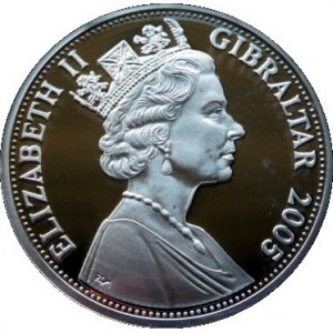 Аверс монеты Гибралтар, 5 фунтов, 2005, Адмирал Катберт Коллингвуд