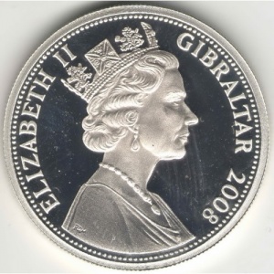 Аверс монеты Гибралтар, 5 фунтов, 2008, Великий лондонский пожар
