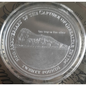 Реверс монеты Гибралтар, 20 фунтов, 2014, 310 лет взятию Гибралтара в 1704 году