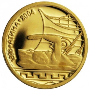 Реверс монеты Болгария, 5 левов, 2002, XXVIII летние Олимпийские Игры, Афины 2004 - Плавание