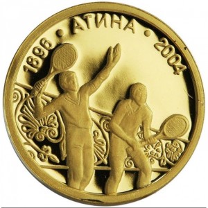 Реверс монеты Болгария, 5 левов, 2002, XXVIII летние Олимпийские Игры, Афины 2004 - Теннис