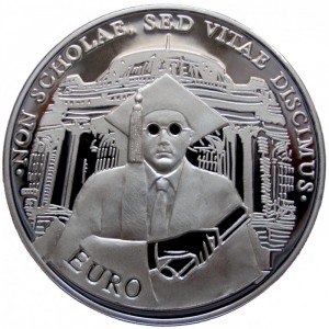 Реверс монеты Болгария, 10 левов, 2001, Болгарское Высшее образование