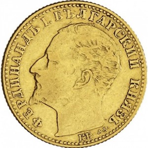 Аверс монеты Болгария, 10 левов, 1894