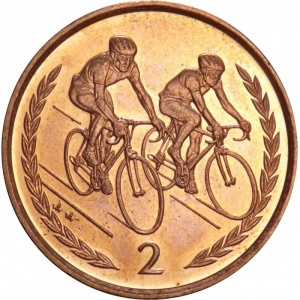Реверс монеты Остров Мэн, 2 пенса, 1996-1997
