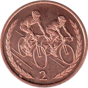 Реверс монеты Остров Мэн, 2 пенса, 1998-1999