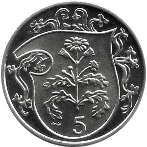 Реверс монеты Остров Мэн, 5 пенсов, 1985-1987
