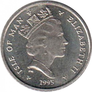 Аверс монеты Остров Мэн, 5 пенсов, 1994-1995