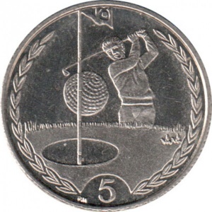 Реверс монеты Остров Мэн, 5 пенсов, 1998-1999