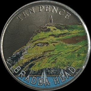 Реверс монеты Остров Мэн, 10 пенсов, 2025, Брэдда Хед (Bradda Head)