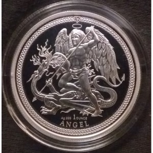 Реверс монеты Остров Мэн, 1 энжел, 2017-2021, Архангел Михаил