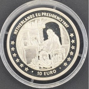 Реверс монеты Остров Мэн, 10 евро, 1997, Нидерланды - Председательство в ЕС