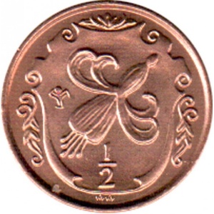 Реверс монеты Остров Мэн, ½ пенни, 1985