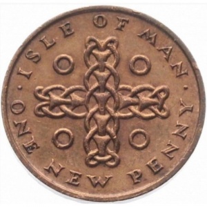 Реверс монеты Остров Мэн, 1 новый пенни, 1971-1975