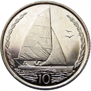 Реверс монеты Остров Мэн, 10 пенсов, 1998-1999